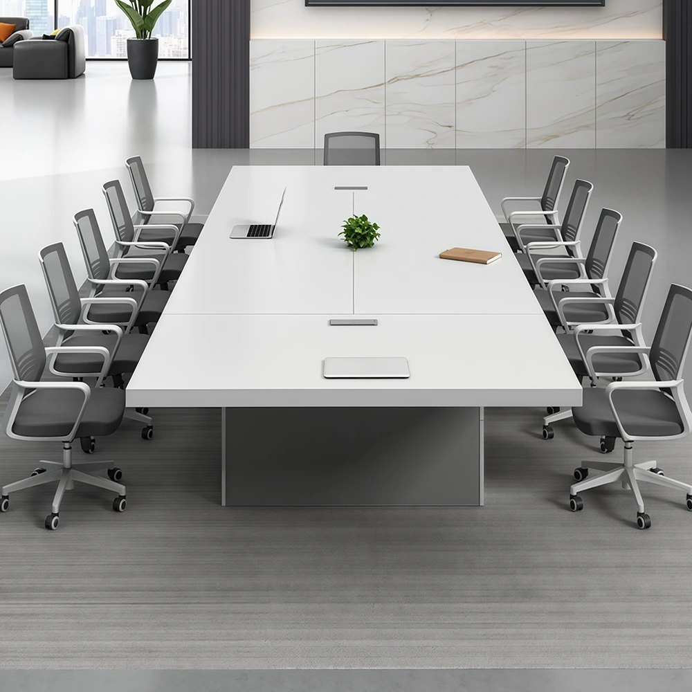 Warm White Minimalist Large Conference Table - Maoters - image 2