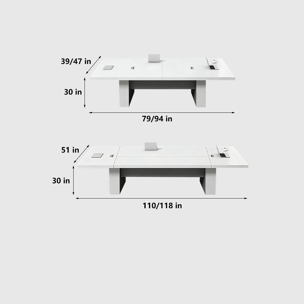 Warm White Minimalist Large Conference Table - Maoters - image 7