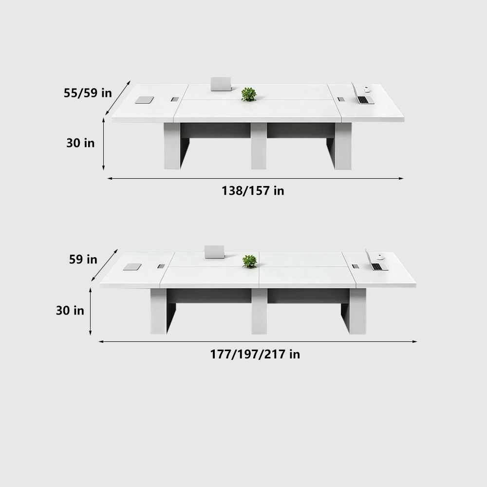 Warm White Minimalist Large Conference Table - Maoters - image 8