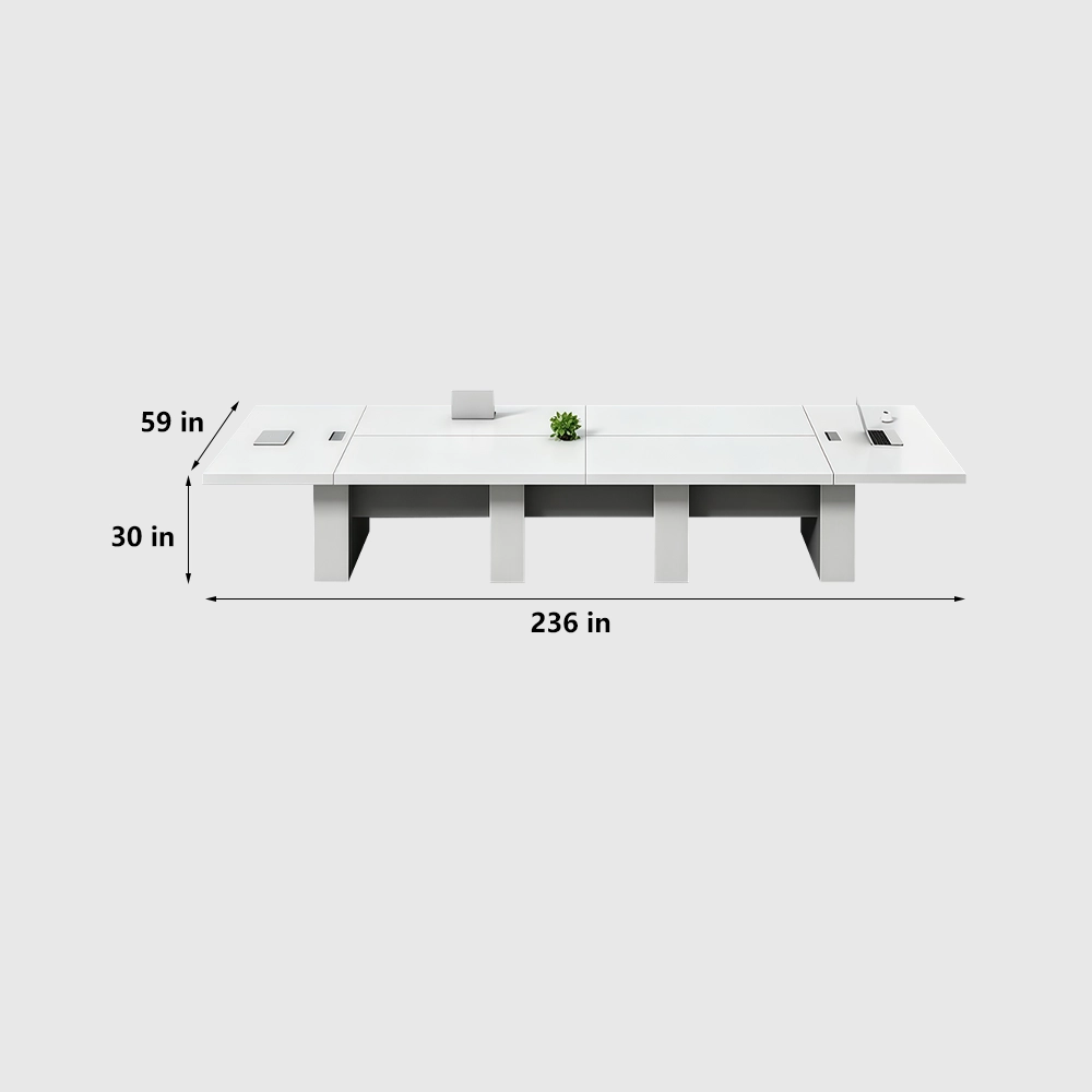 Warm White Minimalist Large Conference Table - Maoters - image 9