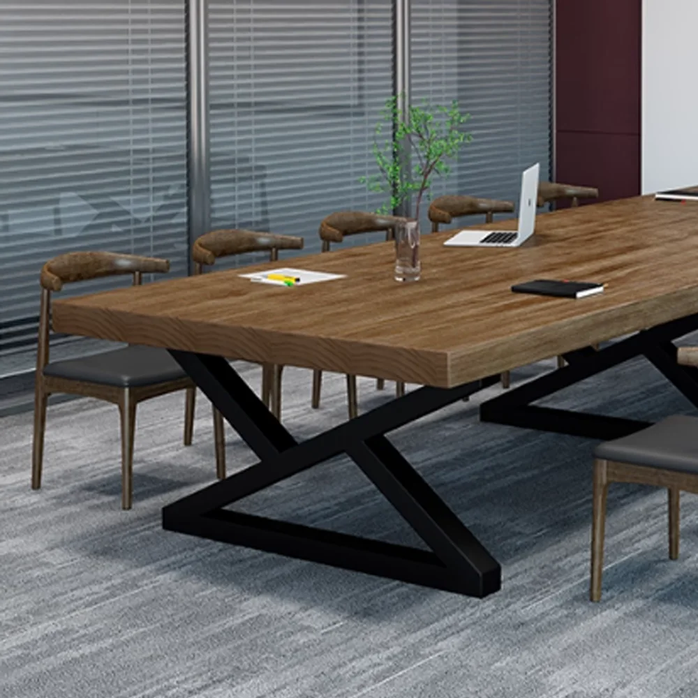 Nordic Industrial-Style Solid Wood Large Conference Table - image 13