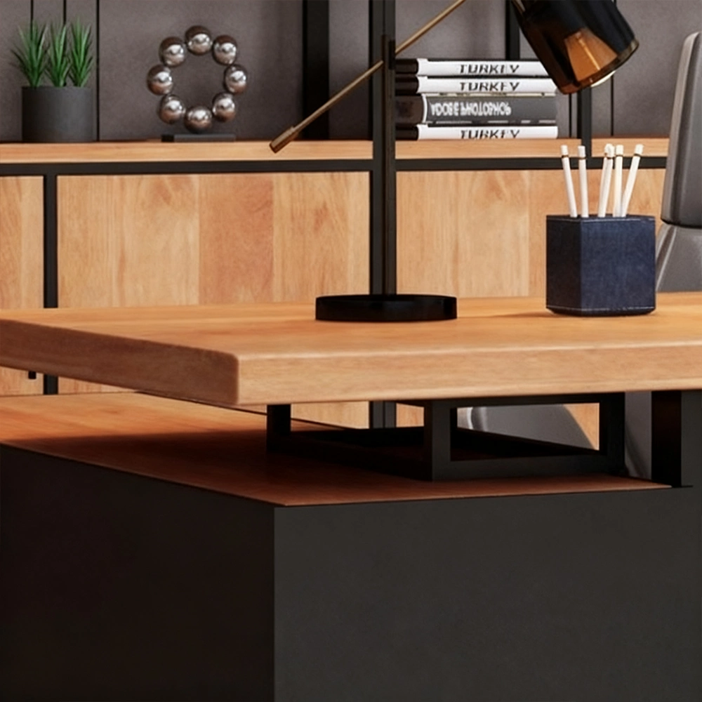 Industrial-Style Solid Wood Executive Desk - Maoters - image 12