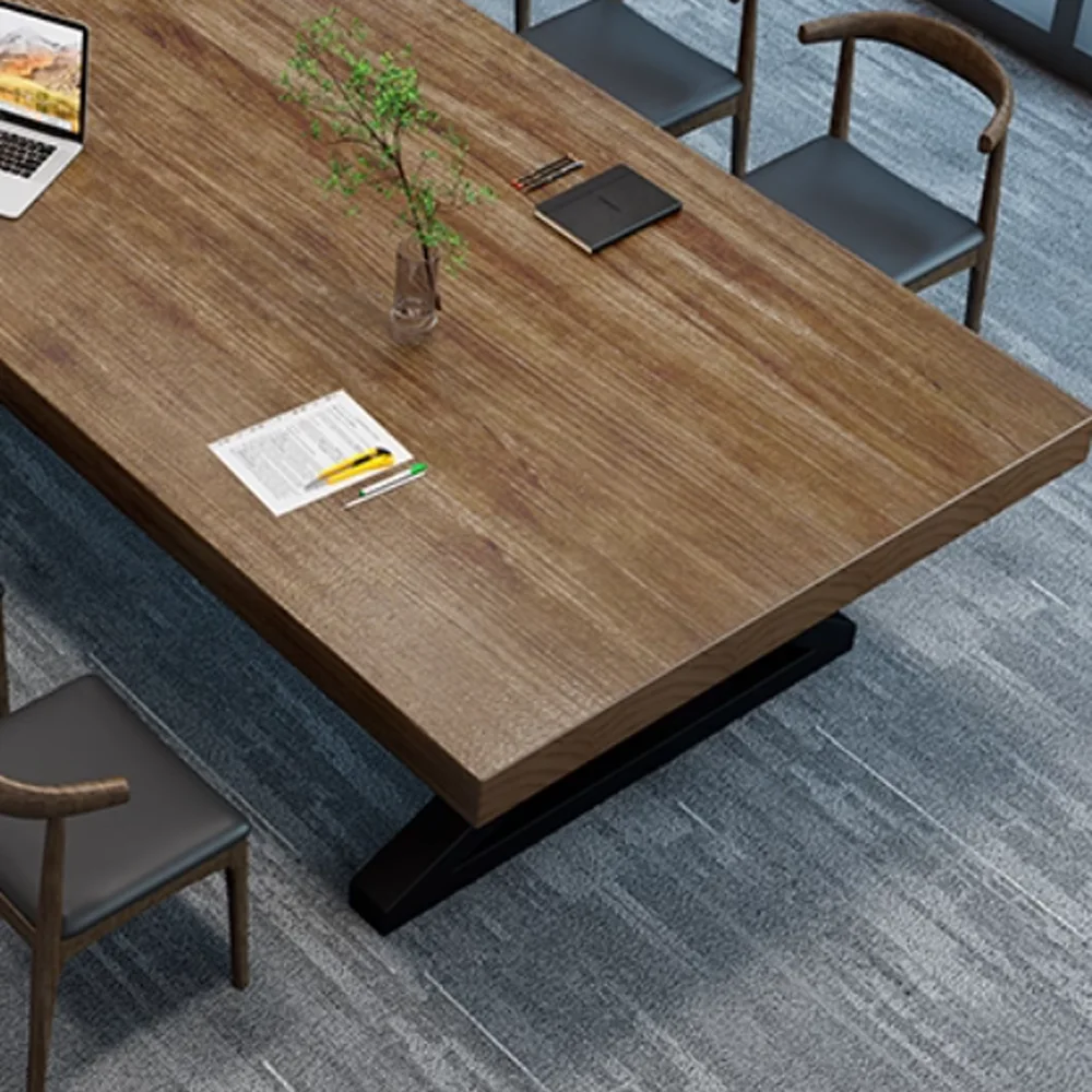 Nordic Industrial-Style Solid Wood Large Conference Table - image 12
