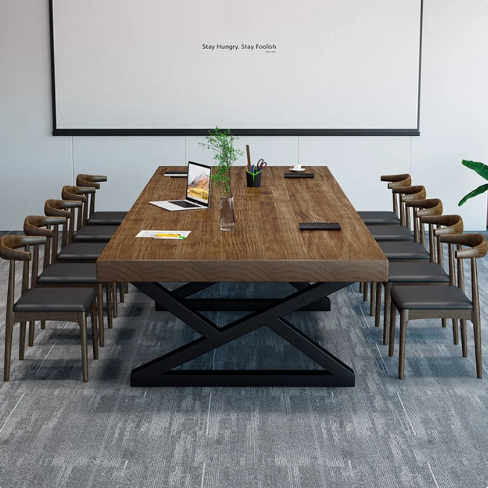Nordic Industrial-Style Solid Wood Large Conference Table - image 10