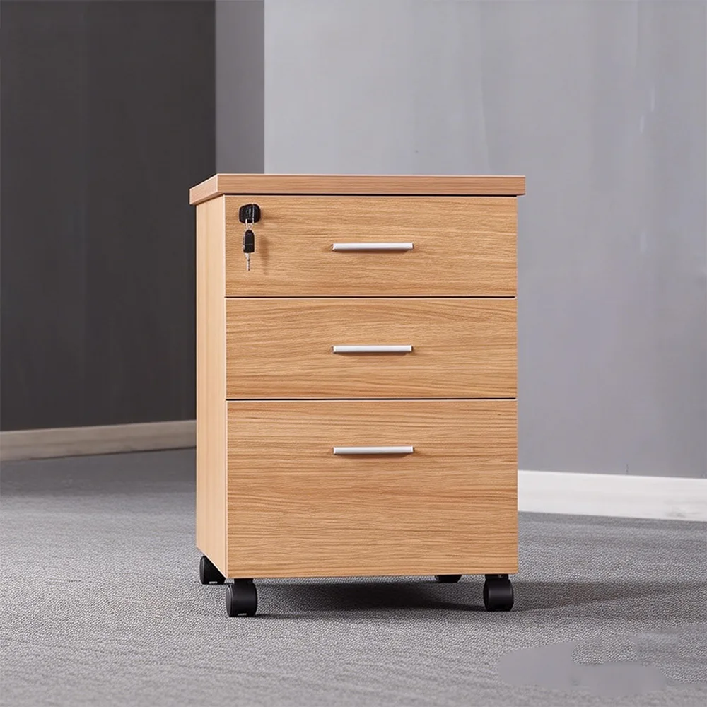 Solid Wood Freestanding Mobile White Storage Cabinet - image 2
