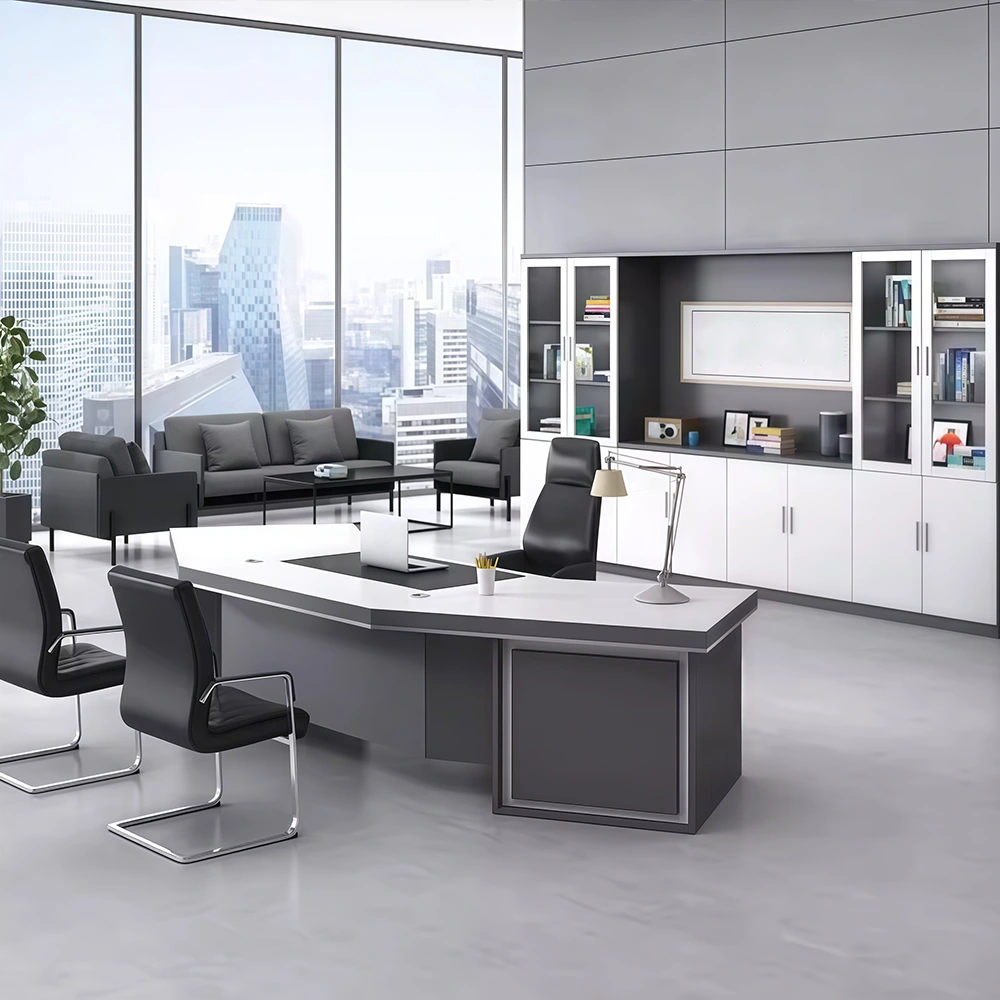 Modern Minimalist Curved Executive Desk - image 8