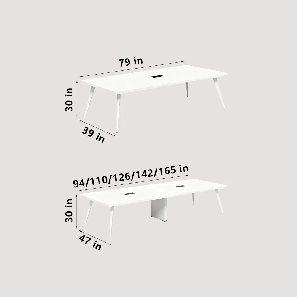 Modern Minimalist White Small Conference Table Set - image 7