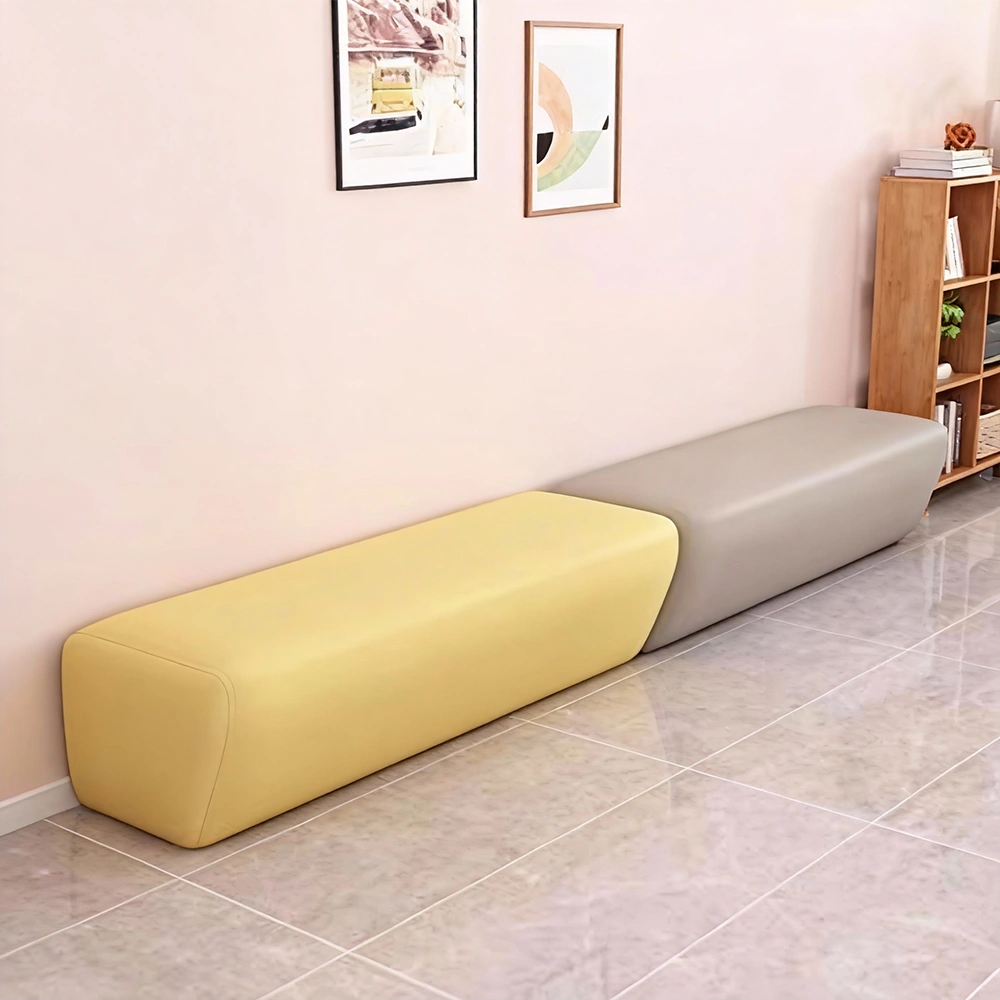 Creative Patchwork Design Long Leather Sofa - image 3