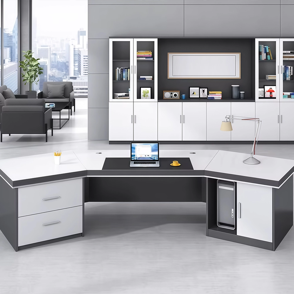 Modern Minimalist Curved Executive Desk - image 9