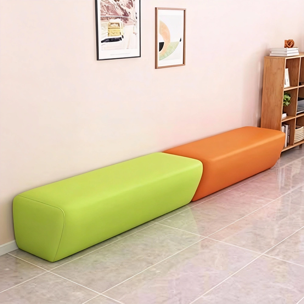 Creative Patchwork Design Long Leather Sofa - image 4