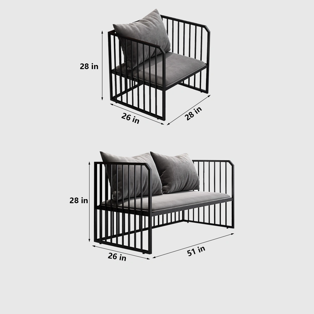 Leisure Industrial Iron Sofa - Gray - image 13