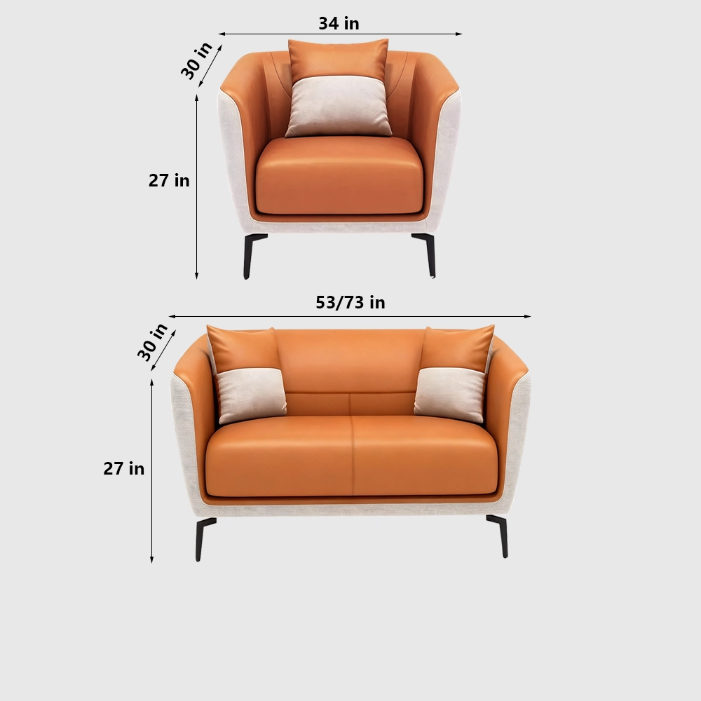 Luxury Leather Office Sofa - Compact Casual Orange - image 7