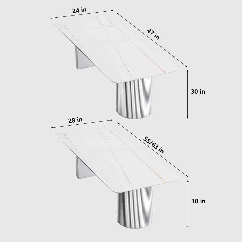 White Marble Boardroom Conference Table Long Meeting Desk - image 7