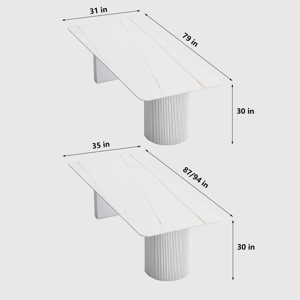 White Marble Boardroom Conference Table Long Meeting Desk - image 8