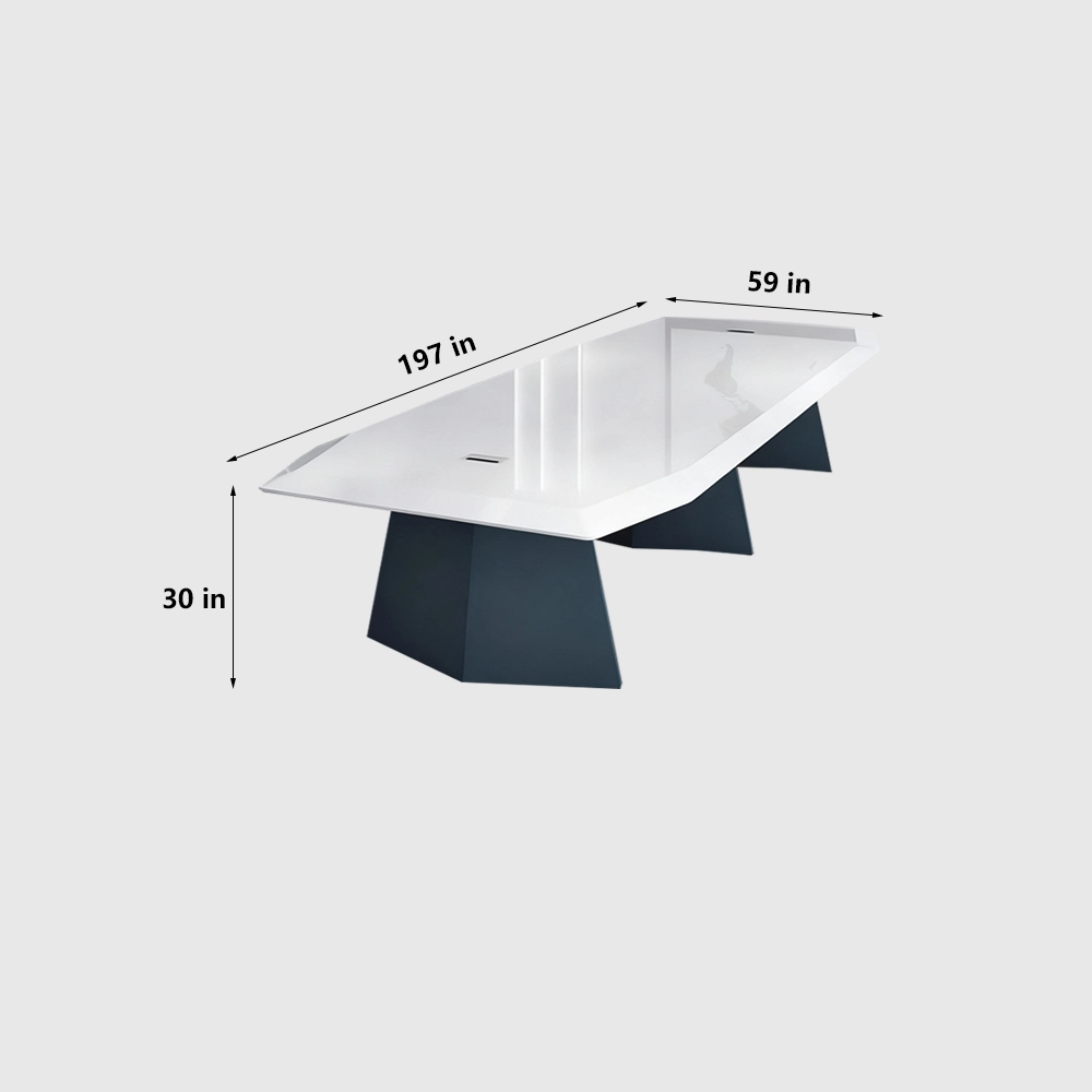 Stylish Large White Painted Conference and Multi-Person Office Desk - image 9