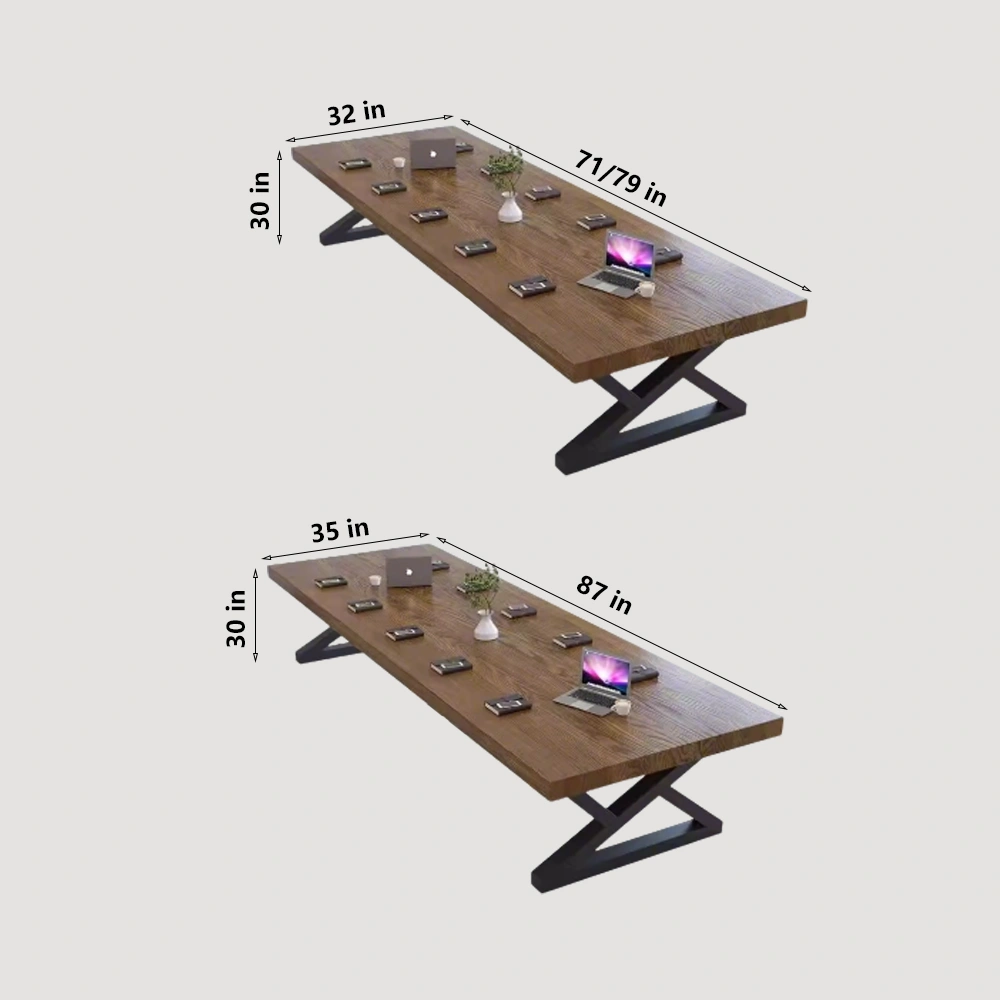 Nordic Industrial-Style Solid Wood Large Conference Table - image 15