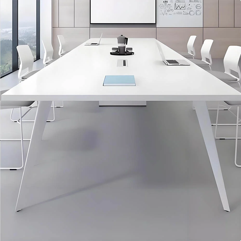 Modern Minimalist White Small Conference Table Set - image 2