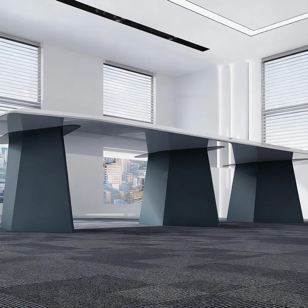 Stylish Large White Painted Conference and Multi-Person Office Desk - image 4