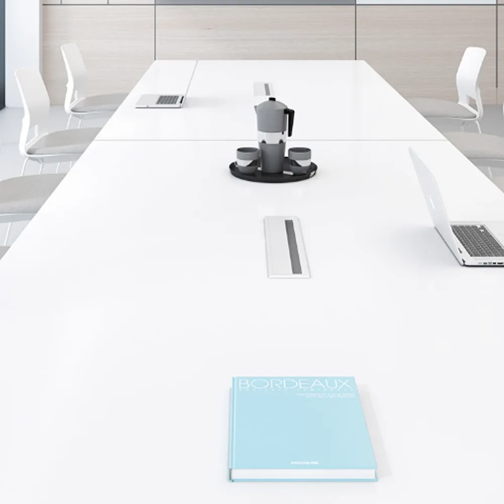 Modern Minimalist White Small Conference Table Set - image 5