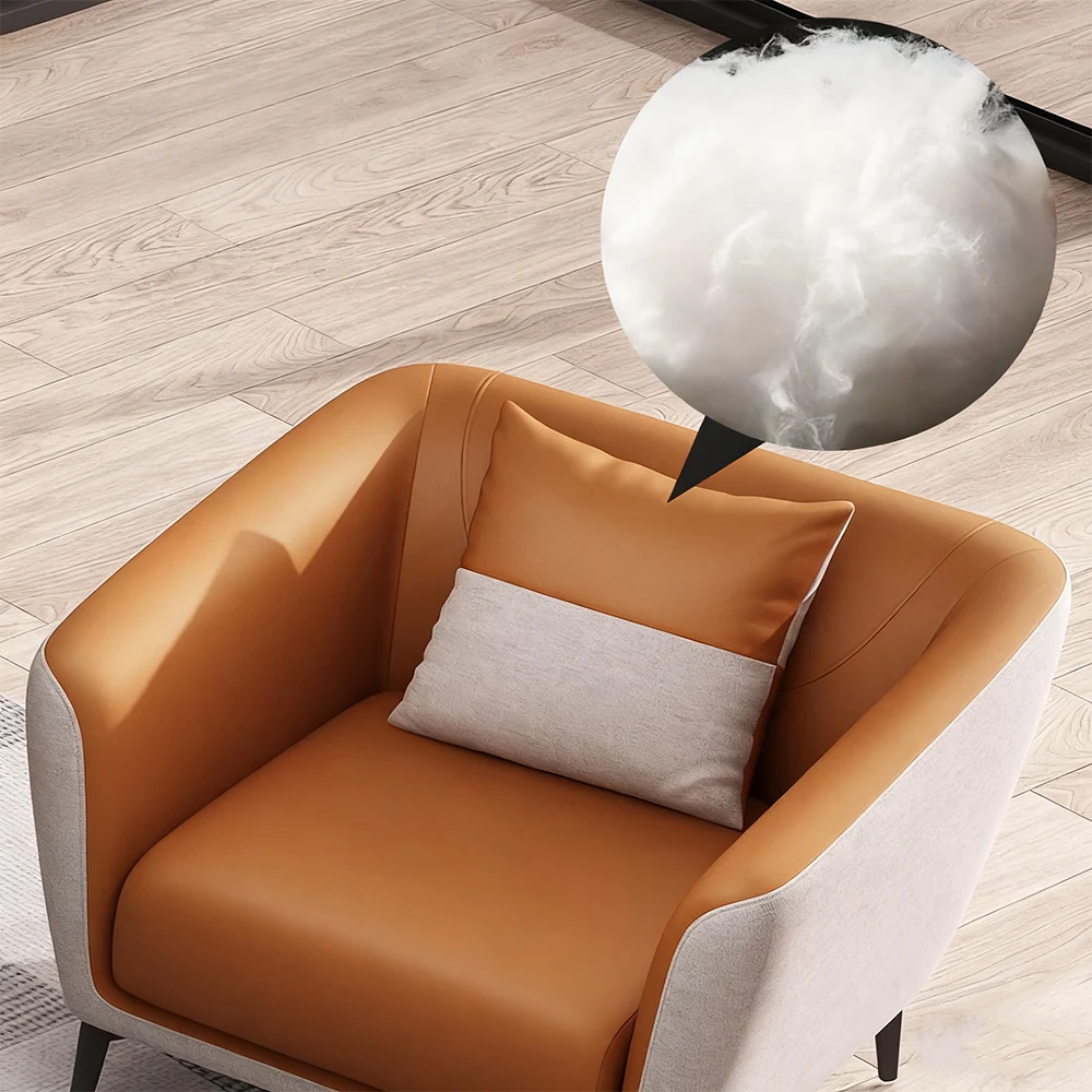 Luxury Leather Office Sofa - Compact Casual Orange - image 4