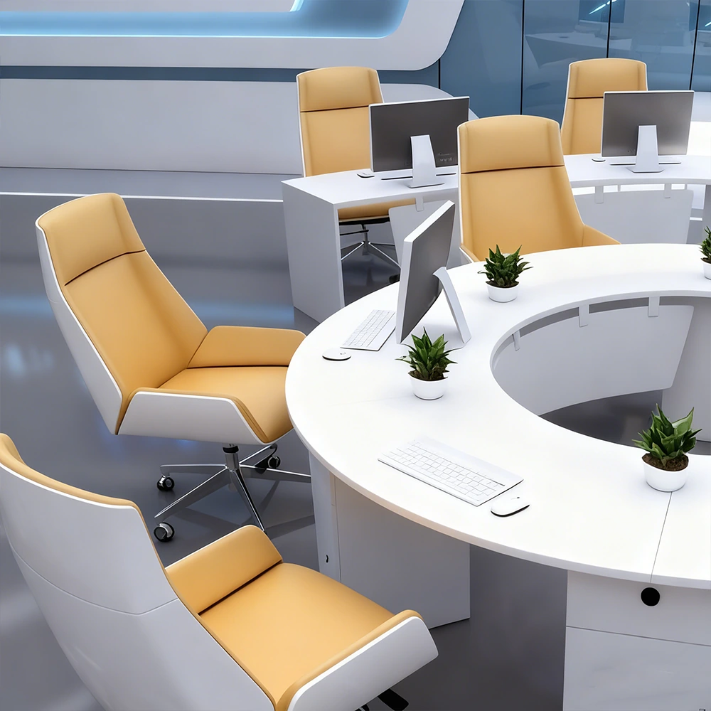 Creative Curved Staff Office Desk - Round Workstation - image 4