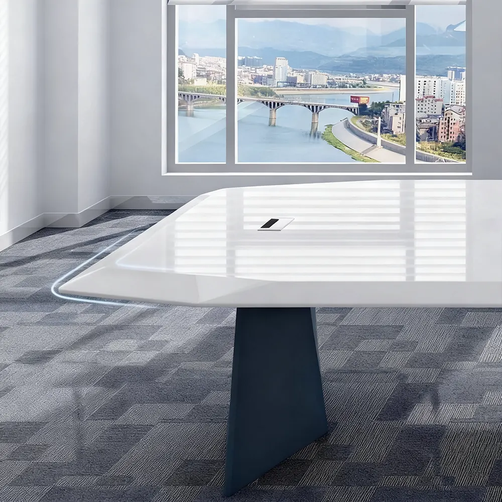 Stylish Large White Painted Conference and Multi-Person Office Desk - image 5