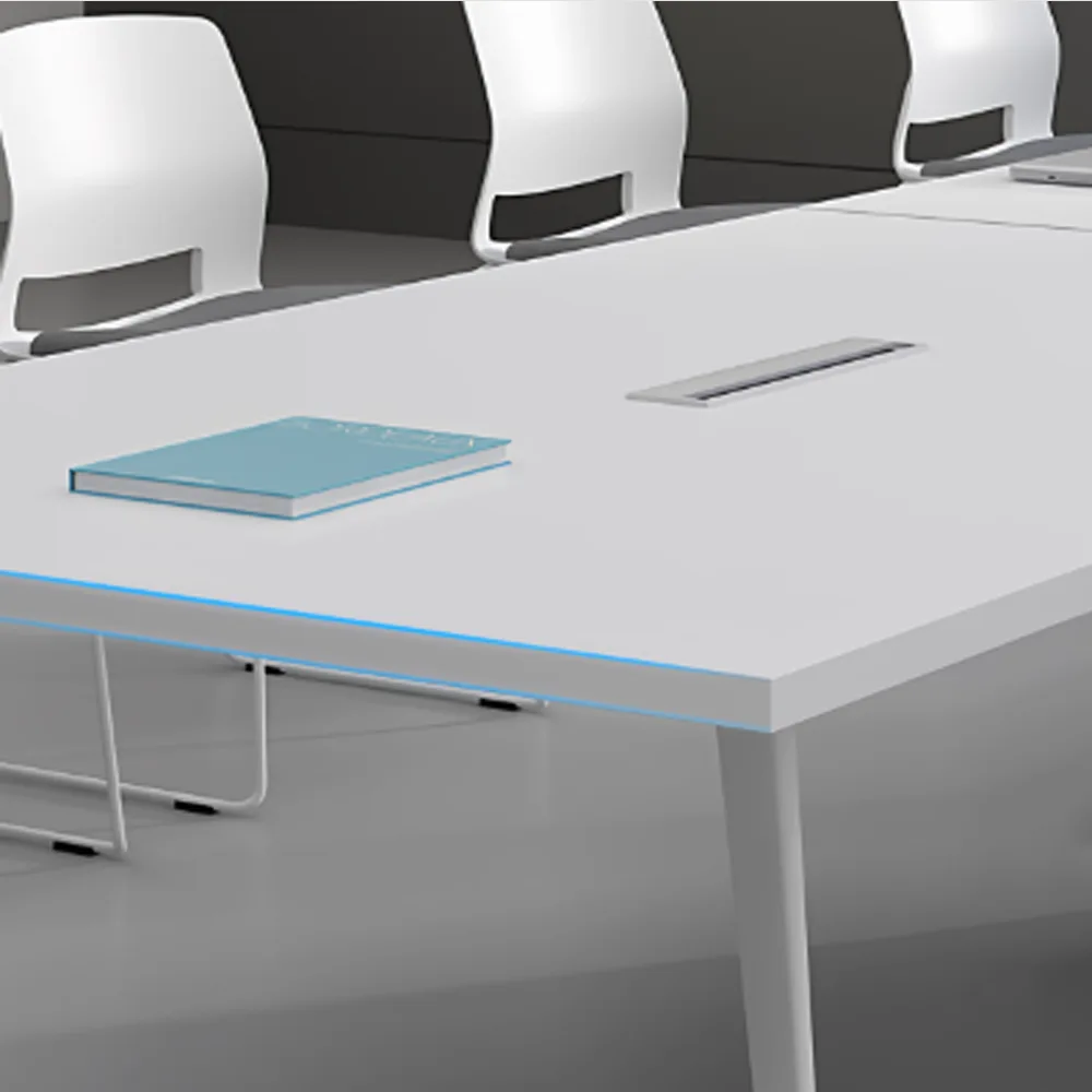 Modern Minimalist White Small Conference Table Set - image 4