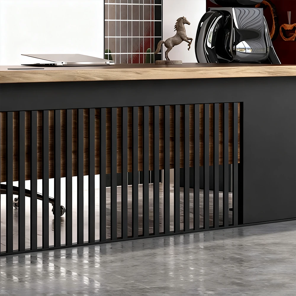 Innovative Industrial-Style Solid Wood Executive Desk - image 13