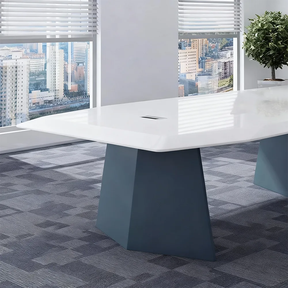Stylish Large White Painted Conference and Multi-Person Office Desk - image 6
