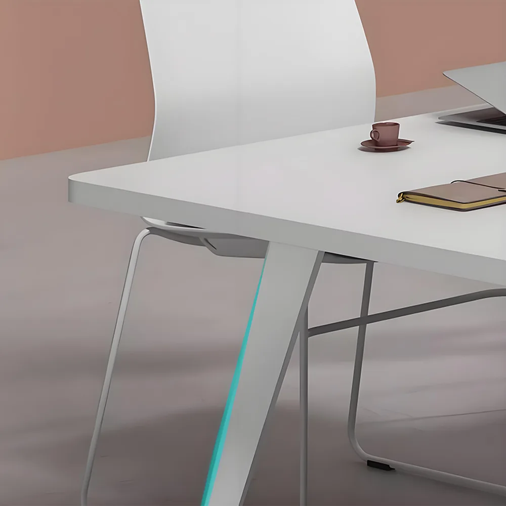 Modern Minimalist White Small Conference Table Set - image 3