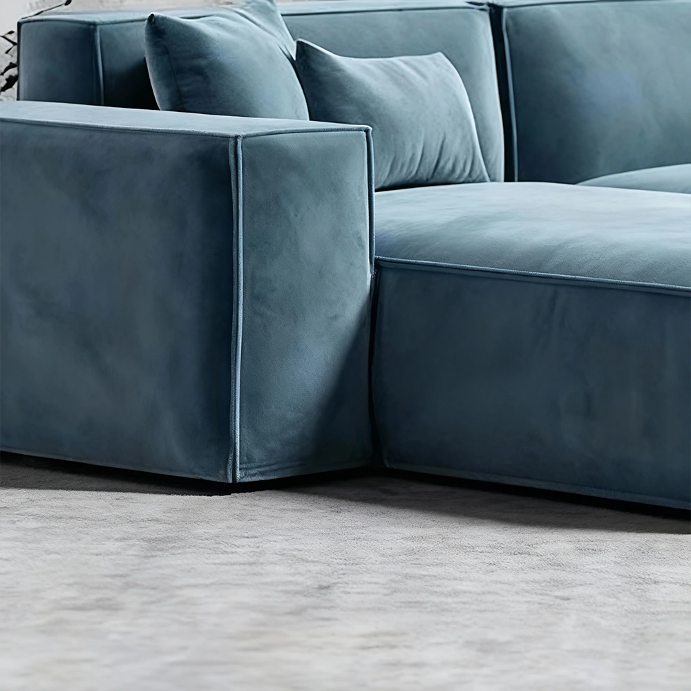 Wide Armrests Velvet Luxury Sofa - image 3