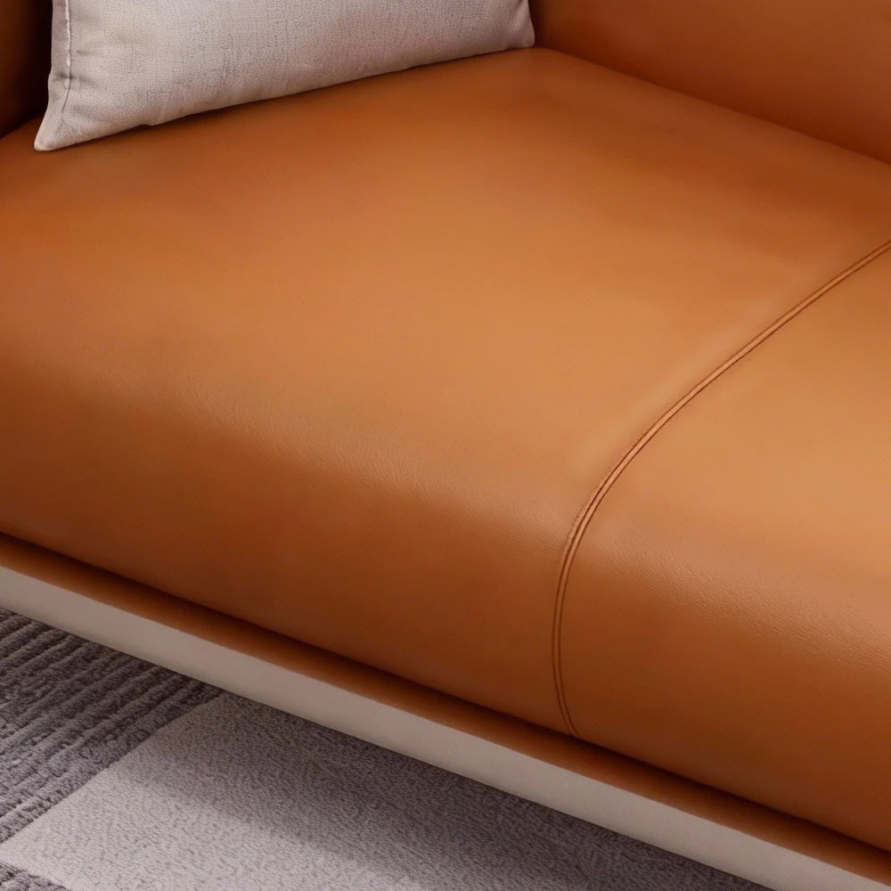 Luxury Leather Office Sofa - Compact Casual Orange - image 6