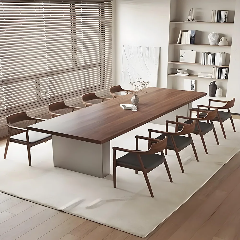 Modern Solid Wood Conference Table - Walnut Color - image 4