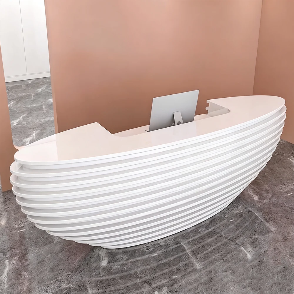 Curved Lacquer Reception Desk - Modern Hotel &amp; Office Counte - image 2