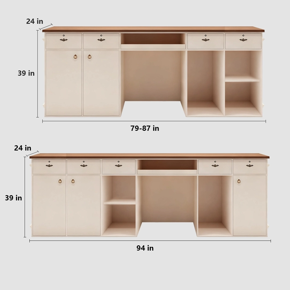 French Style Cream Reception Desk - Boutique &amp; Café Counter - image 10