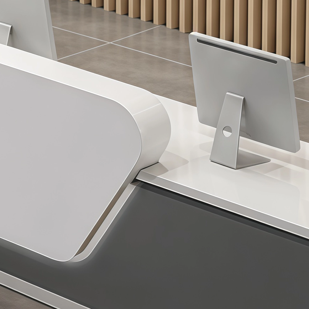 Lacquer Office Reception Desk - Curved Counter For Lobby &amp; Consultation - image 3
