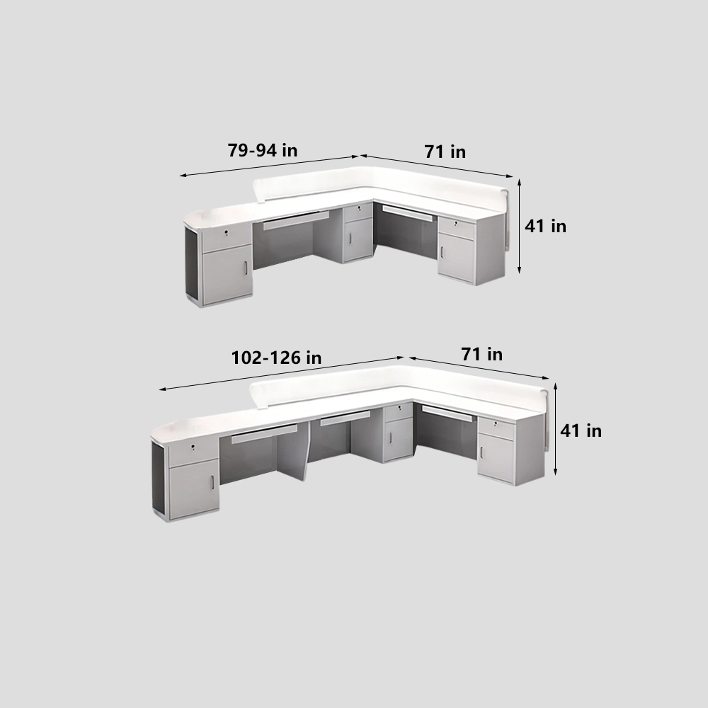 Lacquer Office Reception Desk - Curved Counter For Lobby &amp; Consultation - image 6
