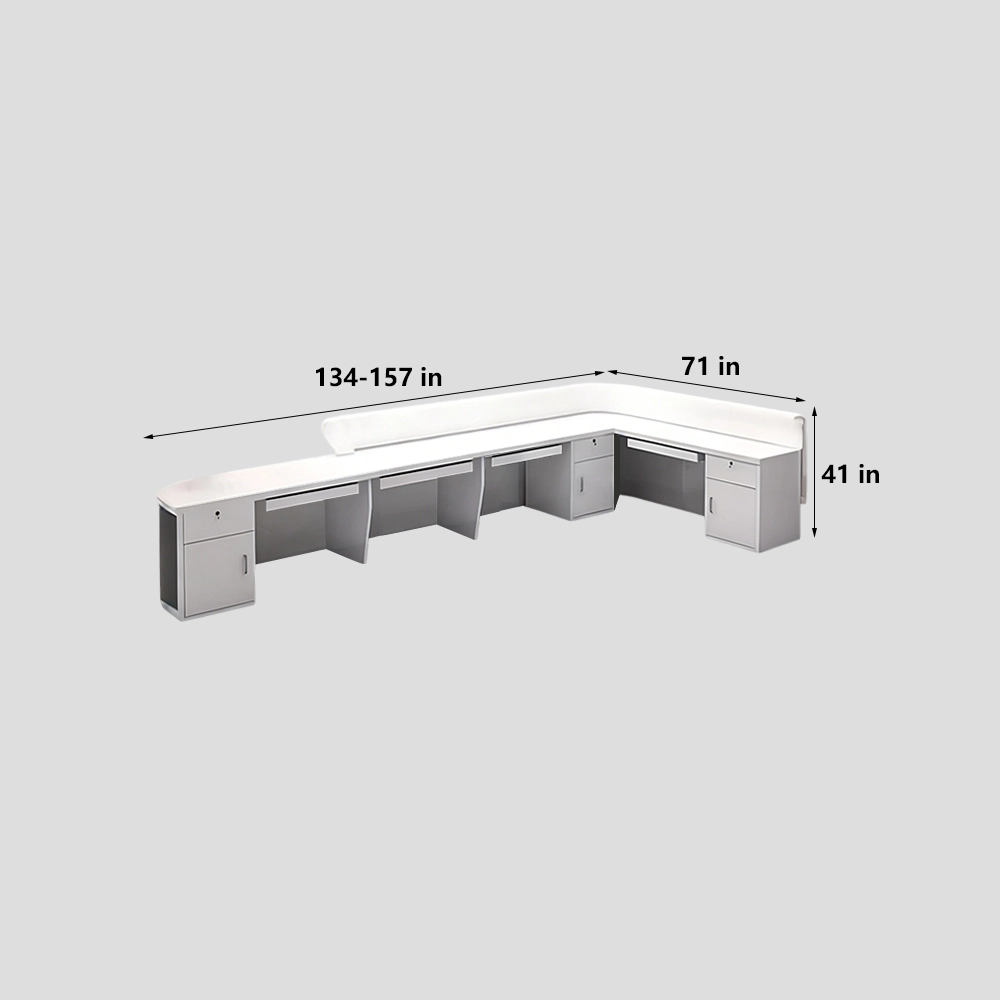 Lacquer Office Reception Desk - Curved Counter For Lobby &amp; Consultation - image 7