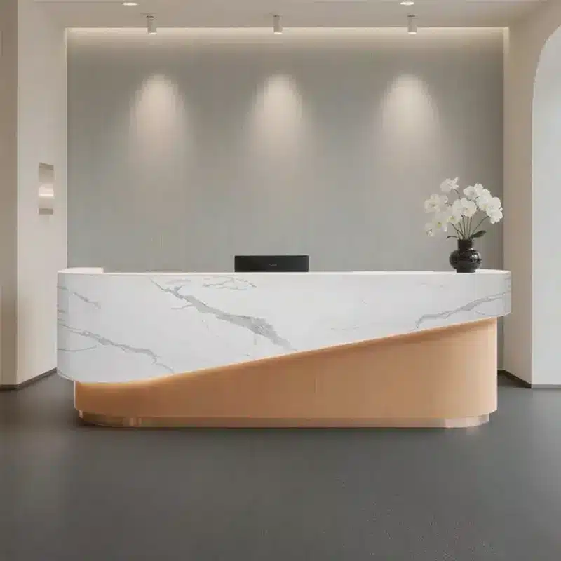 Curved Lacquer Reception Desk - Boutique &amp; Training Center Counter - image 5