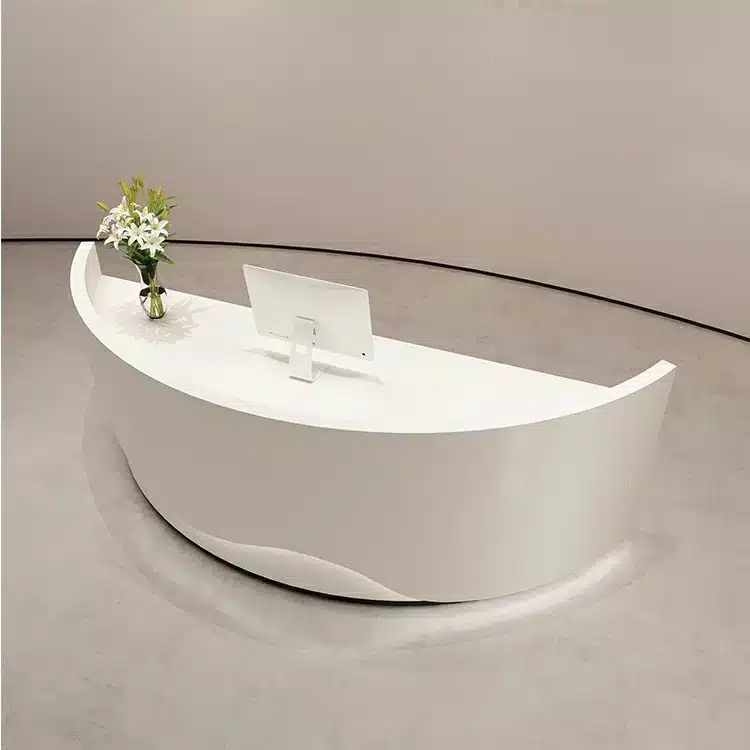 Minimalist Lacquer Reception Desk - Curved Salon &amp; Boutique Counter - image 5