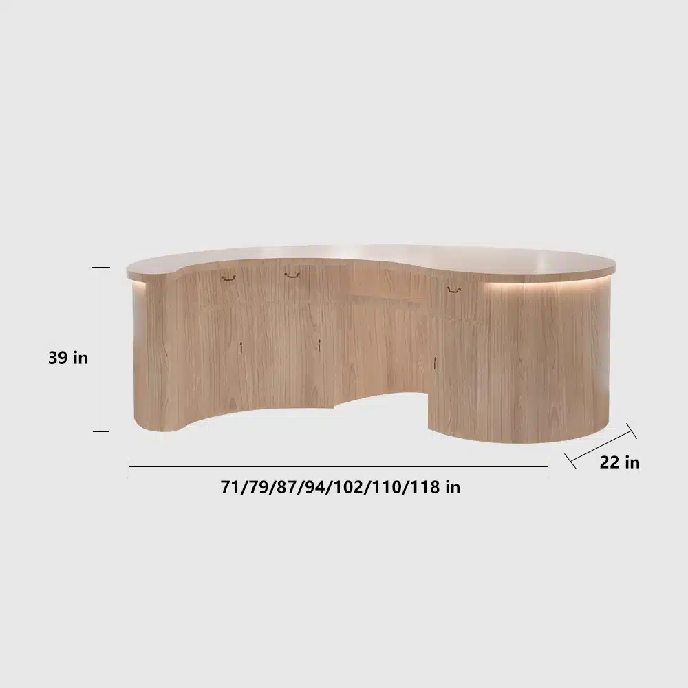 Curved Solid Wood Front Desk For Modern Salons - image 10