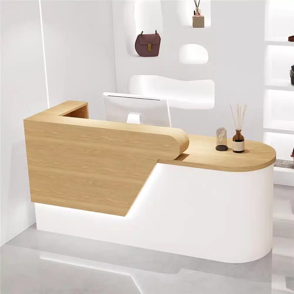 Minimalist Wood Reception Desk For Boutique &amp; Salo - image 2