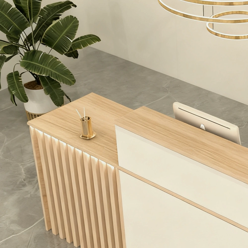 Lacquer Finish Corner Reception Desk - image 4