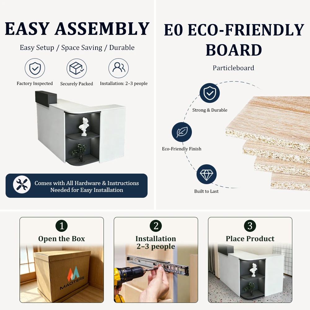 Modern L-Shaped Reception Desk For Small Shops - image 8