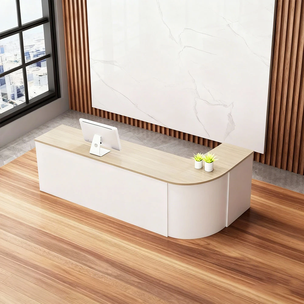 Minimalist Curved Corner Reception Desk - image 7