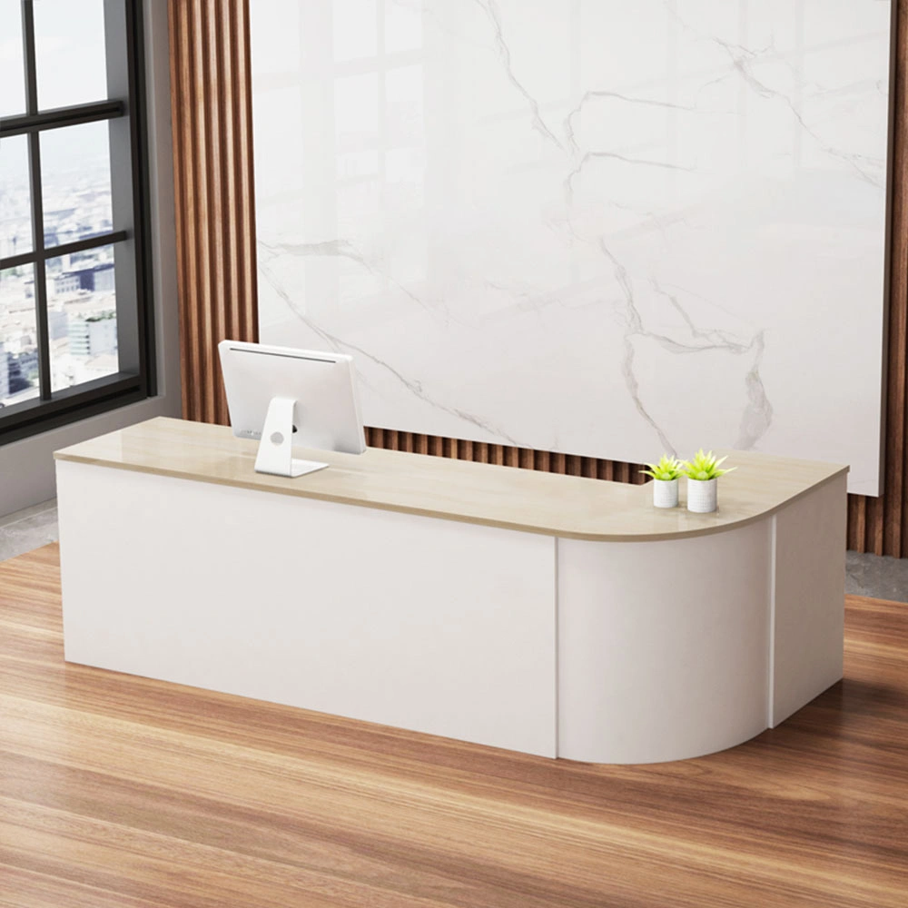 Minimalist Curved Corner Reception Desk - image 6