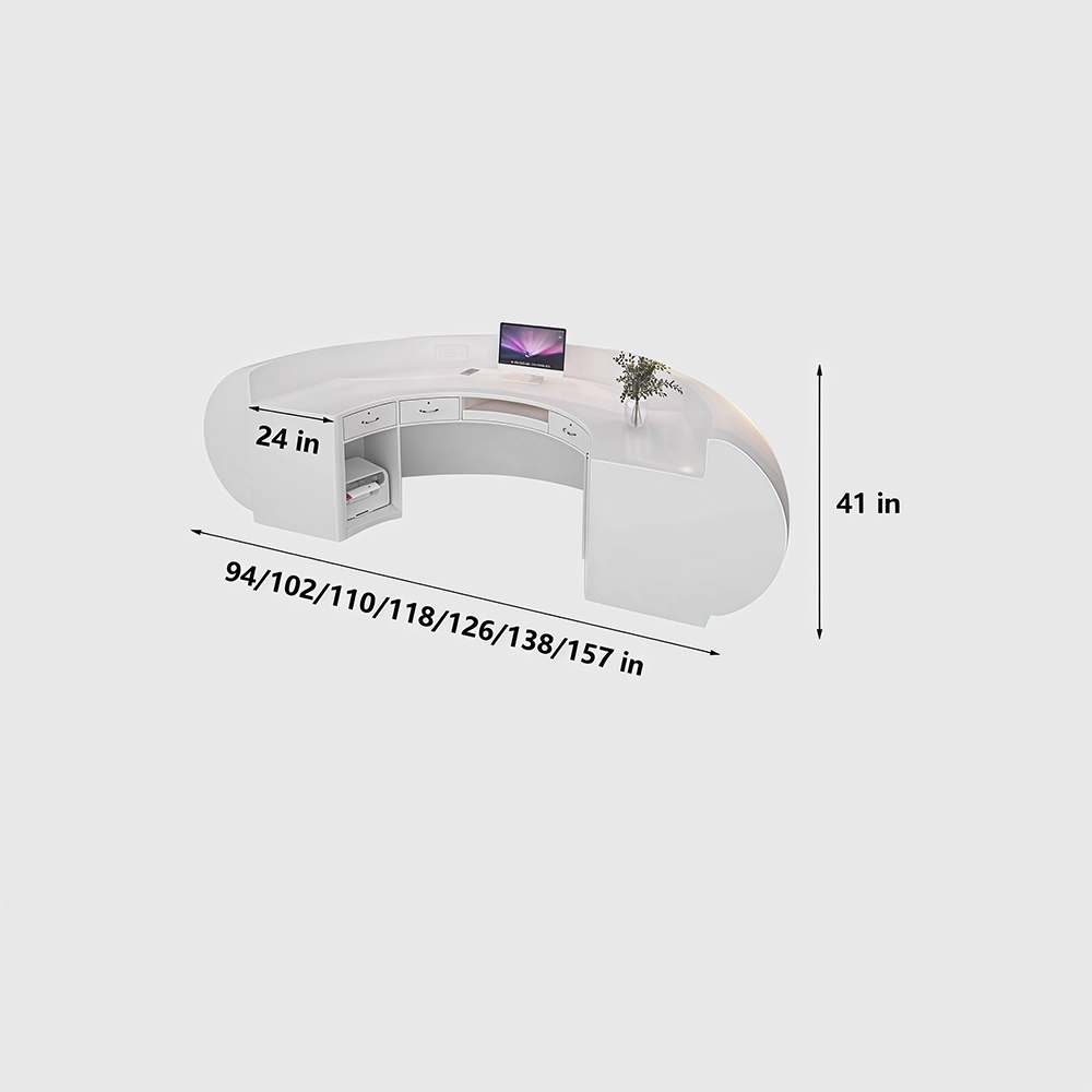 Fiberglass Reception Desk with LED Lights & Baking Paint - image 5