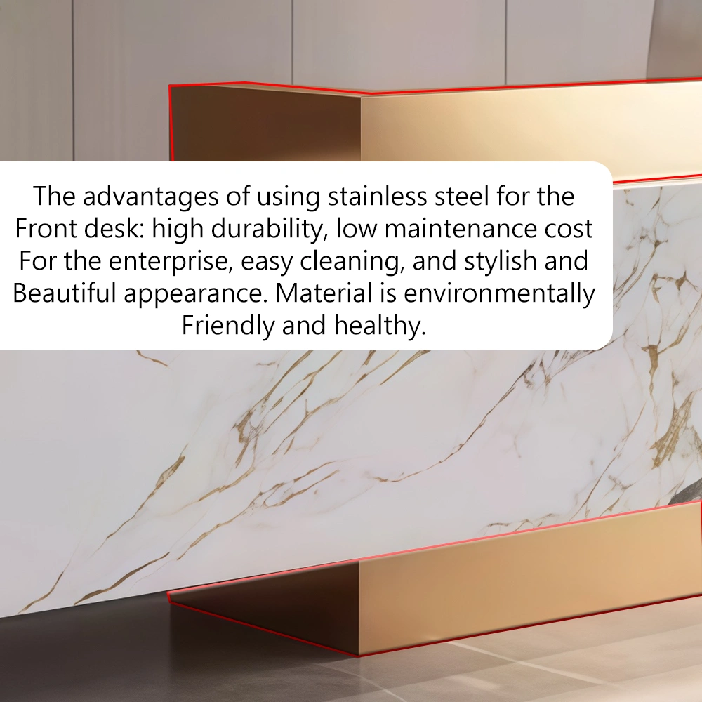 Luxury Marble Reception Desk with Stainless Steel Accents - image 4