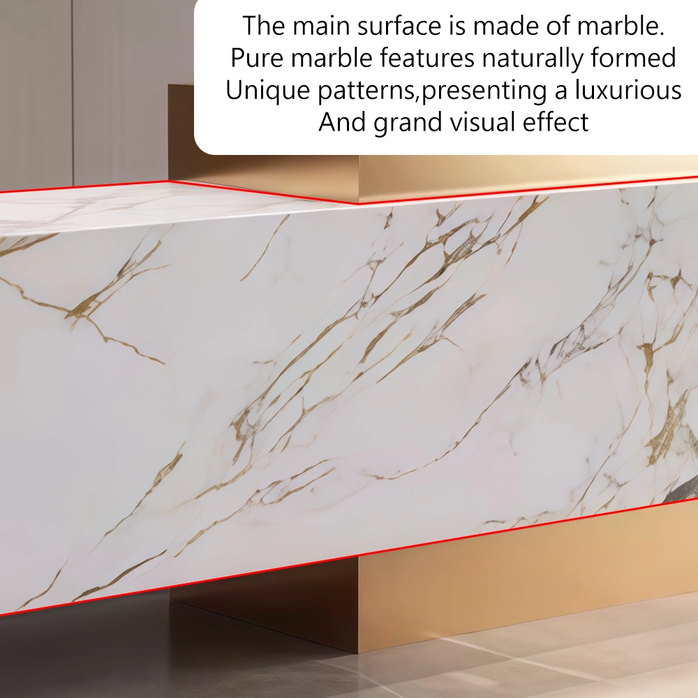 Luxury Marble Reception Desk with Stainless Steel Accents - image 5