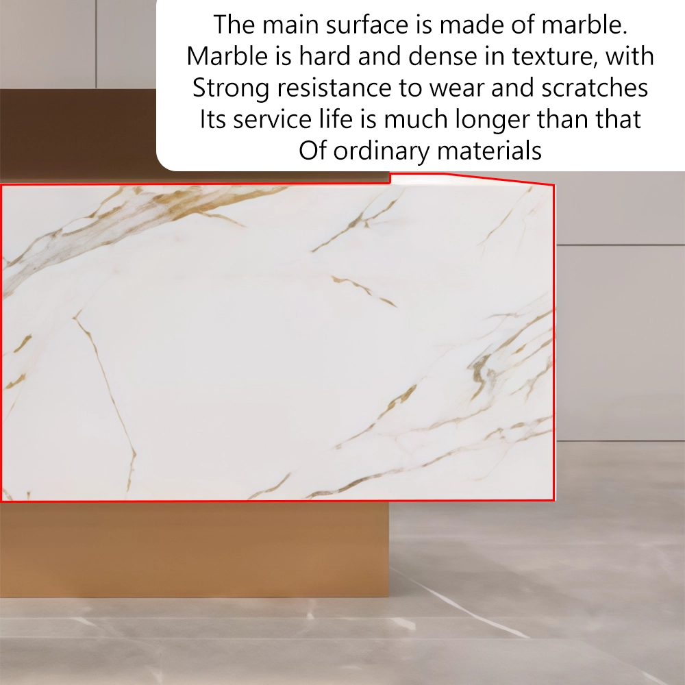 Luxury Marble Reception Desk with Stainless Steel Accents - image 6